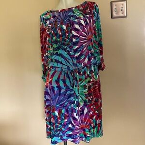 London Times Multicolor Geometric Midi Dress